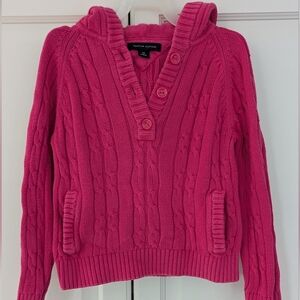 5/$35 Tommy Hilfiger Girls Hooded Cardigan 4T Pink Cotton Sweater